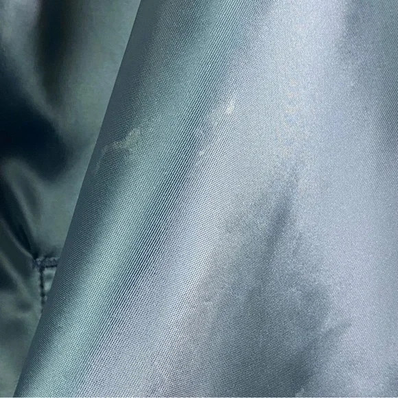 Vintage 1991 Navy Blue Satin Baseball Bomber Jacket Striped Trim XL - Picture 5 of 6